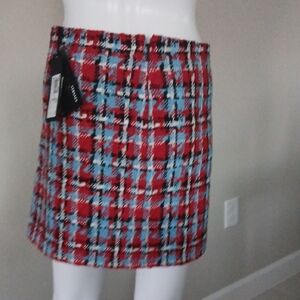 Versace Red and Blue Plaid Mini Skirt